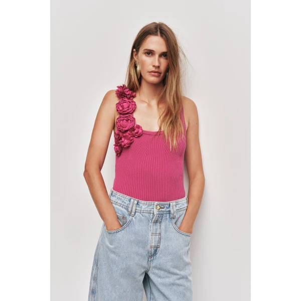 Aje Emmy Flower Knit Tank, view 3
