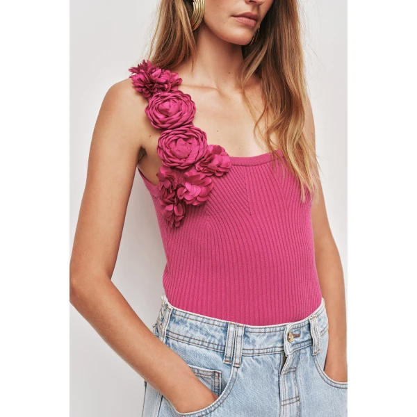 Aje Emmy Flower Knit Tank, view 4