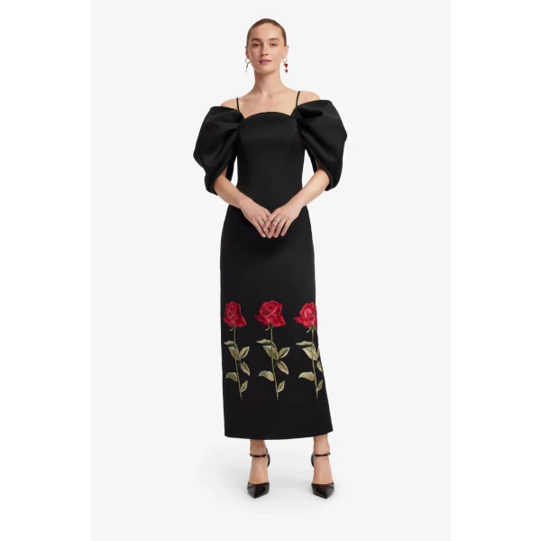 Leo Lin Arabella Embroidered  Maxi Dress, view 3