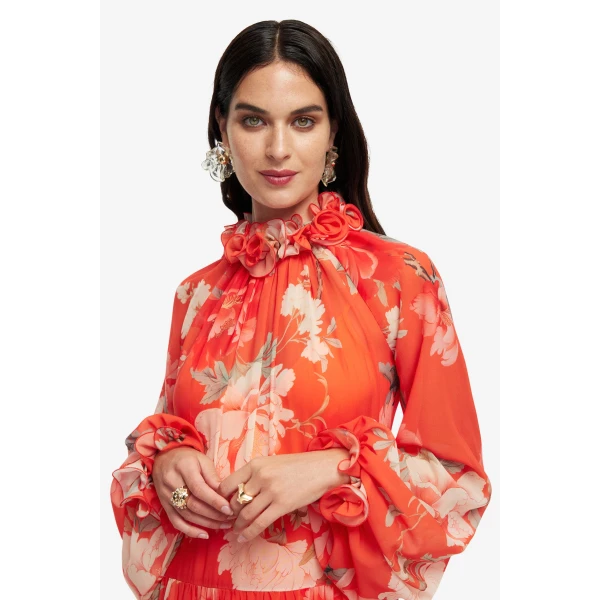 Exclusive LEO LIN Peony Print in Saffron