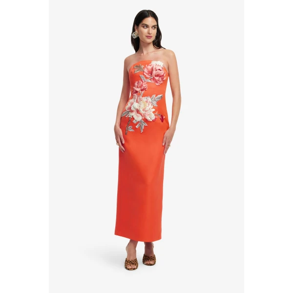 Leo Lin Ava Appliqué Floral Bustier Maxi Dress, view 3