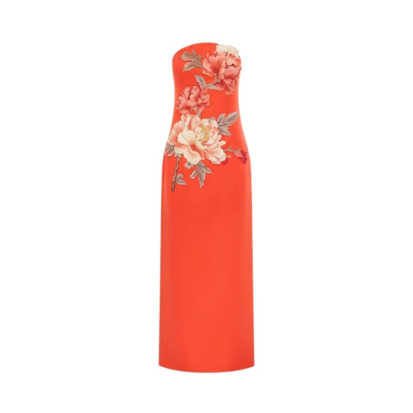 Leo Lin Ava Appliqué Floral Bustier Maxi Dress