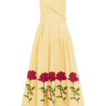 Leo Lin Yellow Dresses Premium cotton embellished midi dress