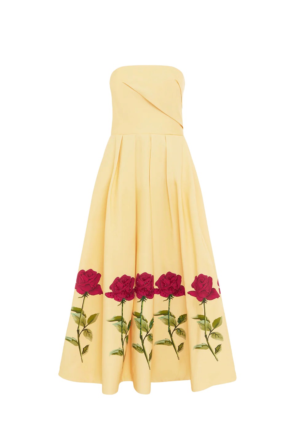 Leo-Lin-Embellished-Rose-Bustier-Midi-Dress15815_nobg Leo Lin Yellow Dresses Premium cotton embellished midi dress
