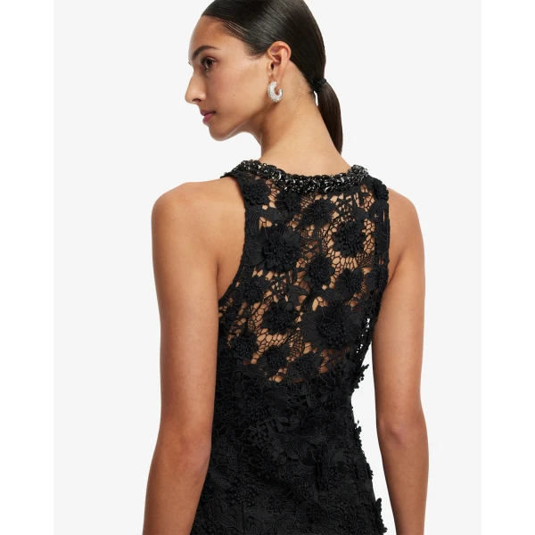 Scooped embellished neckline