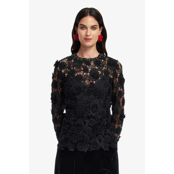 Round embellished neckline