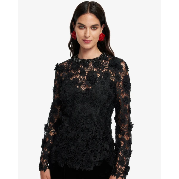 Leo Lin Black Tops Premium lace top