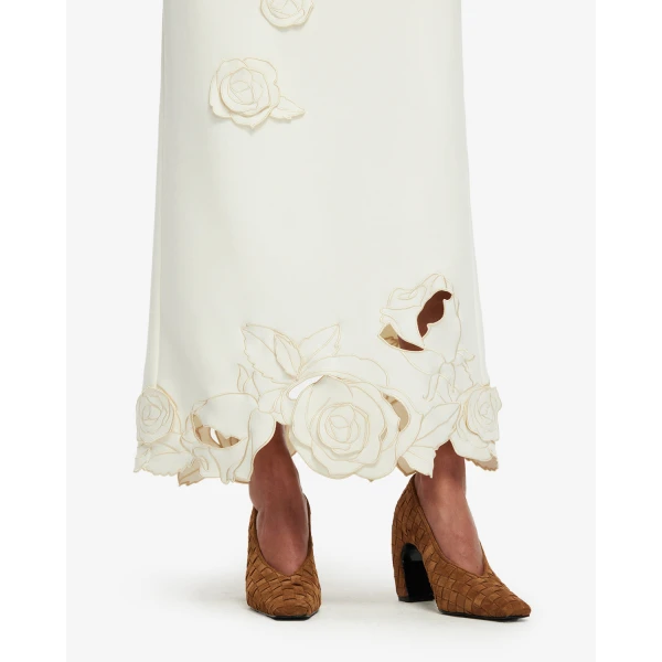 Leo Lin Ivory Skirts Premium appliqué maxi skirt
