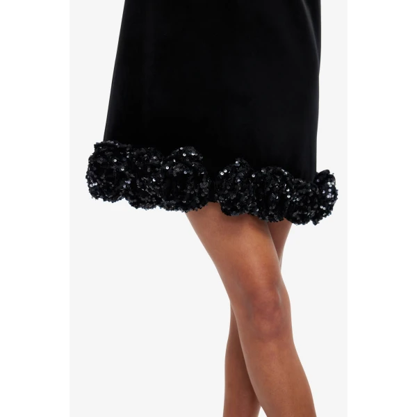 Fully lined - Velvet Embellished Mini Dress from Coveti