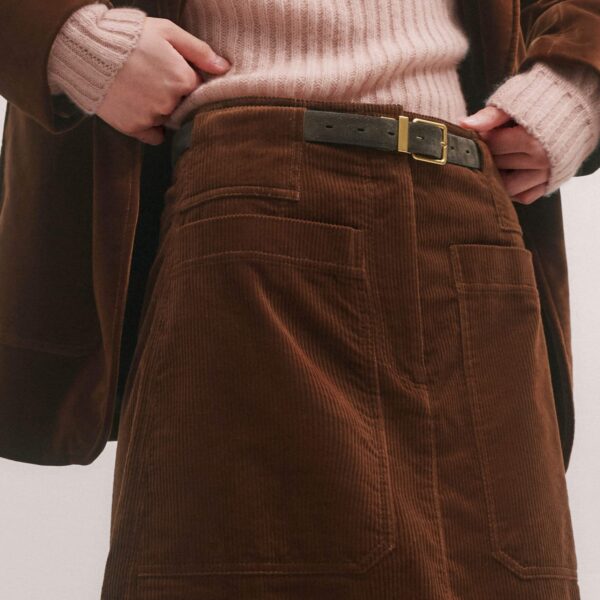 Me and Em A-Line Midi Skirt – luxury British Brown in Me and Em exclusively at Coveti