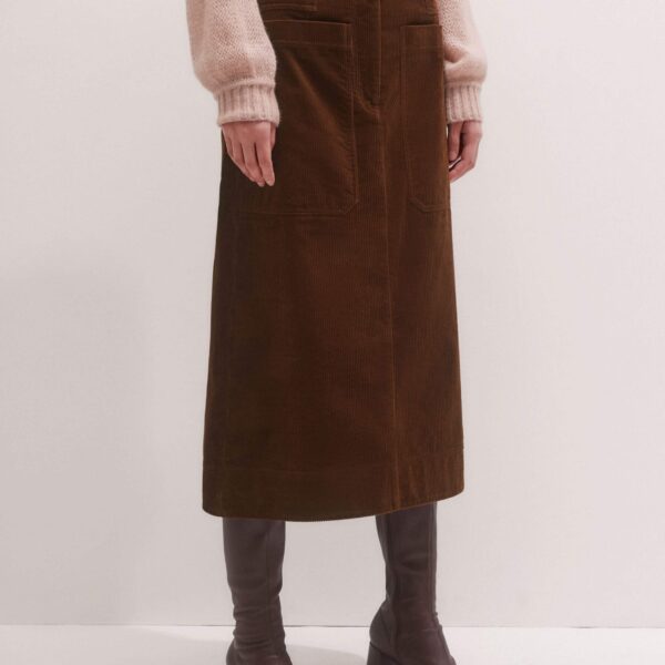 Me + Em A-Line Midi Skirt – luxury British Brown in Me and Em exclusively at Coveti