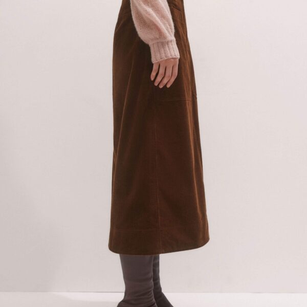 Me + Em A-Line Midi Skirt – luxury British Brown in Me and Em exclusively at Coveti