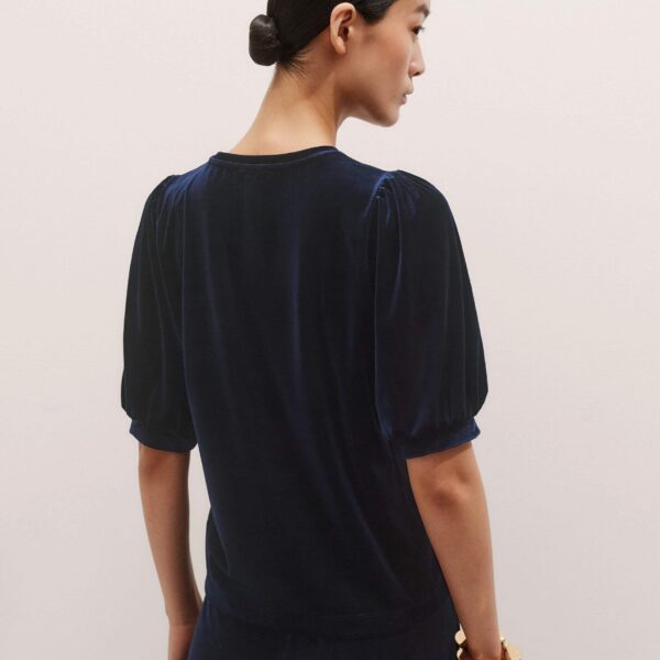 Me + Em AM-PM Fluid Tee – luxury British Blue in Me and Em exclusively at Coveti