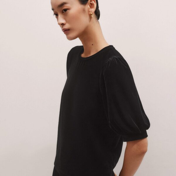 Me and Em AM-PM Fluid Tee – luxury British Black in Me and Em exclusively at Coveti