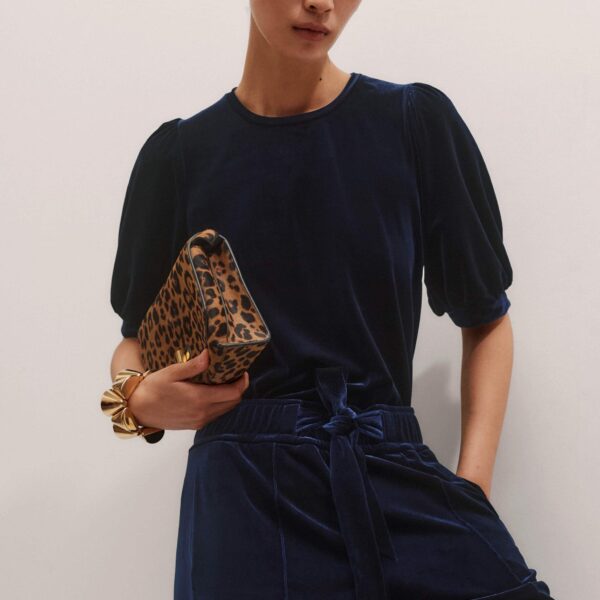 Me + Em AM-PM Fluid Tee – luxury British Blue in Me and Em exclusively at Coveti
