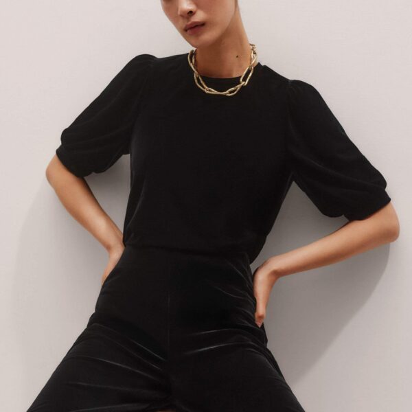 Me and Em AM-PM Fluid Tee – luxury British Black in Me and Em exclusively at Coveti
