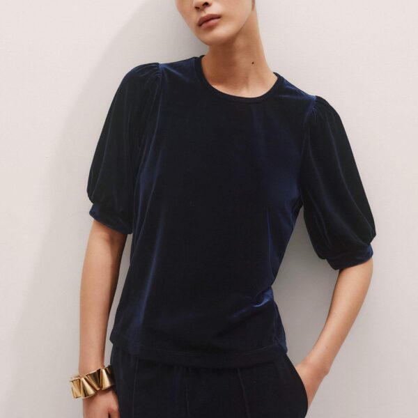 Me and Em AM-PM Fluid Tee – luxury British Blue in Me and Em exclusively at Coveti