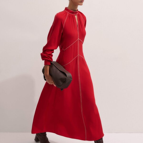 Me + Em AM-PM Maxi Dress – luxury British Red in Me and Em exclusively at Coveti