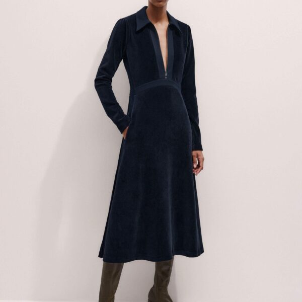 Me + Em AM-PM Midi Dress – luxury British Blue in Me and Em exclusively at Coveti