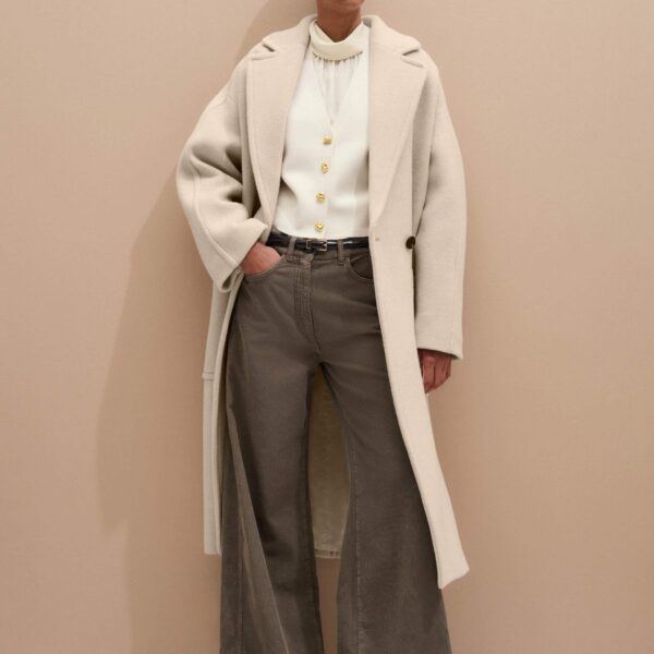 Me + Em AM-PM Wide-Leg Pant – luxury British Brown in Me and Em exclusively at Coveti