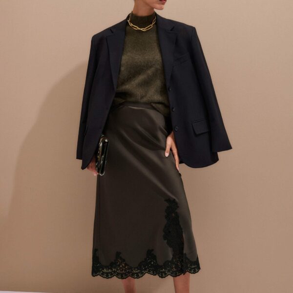 Me and Em Bias-Cut Maxi Skirt – luxury British Green in Me and Em exclusively at Coveti