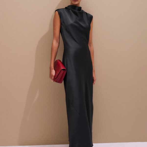 Me and Em Black Tie Maxi Dress – luxury British Black in Me and Em exclusively at Coveti