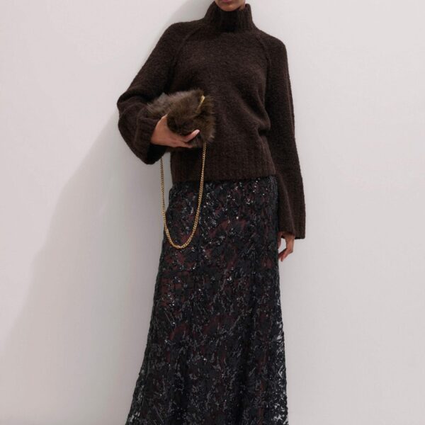 Me and Em Bouclé Sweater – luxury British Brown in Me and Em exclusively at Coveti