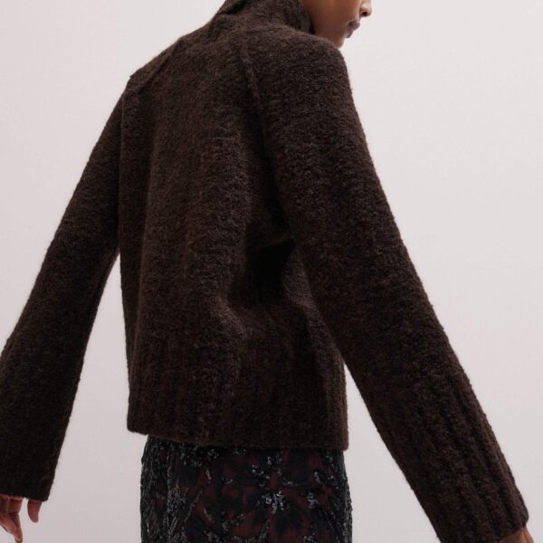 Me + Em Bouclé Sweater – luxury British Brown in Me and Em exclusively at Coveti