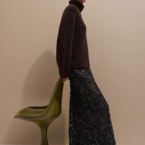 Me and Em Bouclé Sweater – luxury British Brown in Me and Em exclusively at Coveti