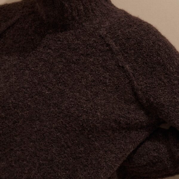 Me + Em Bouclé Sweater – luxury British Brown in Me and Em exclusively at Coveti