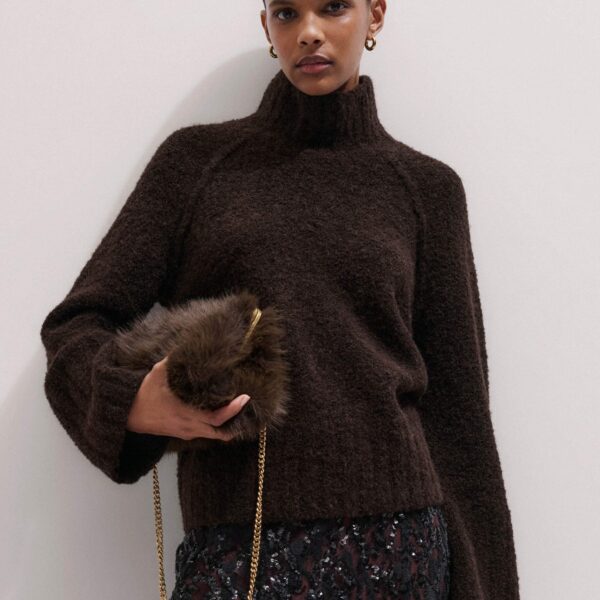 Me and Em Bouclé Sweater – luxury British Brown in Me and Em exclusively at Coveti