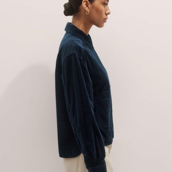 Me and Em Boxy Shacket – luxury British Blue in Me and Em exclusively at Coveti