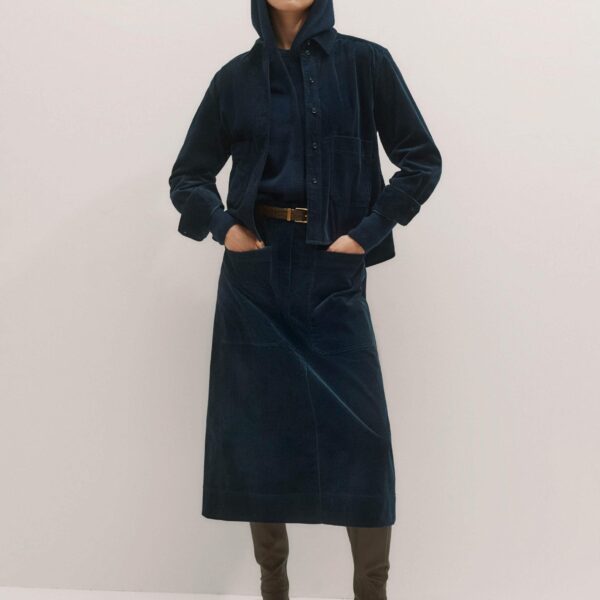 Me + Em Boxy Shacket – luxury British Blue in Me and Em exclusively at Coveti