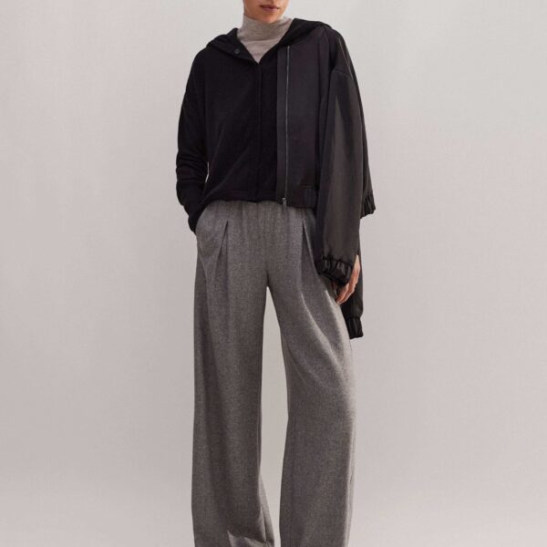 Me + Em Cashmere Drop Shoulder Box Crop Hoody – luxury British Black in Me and Em exclusively at Coveti
