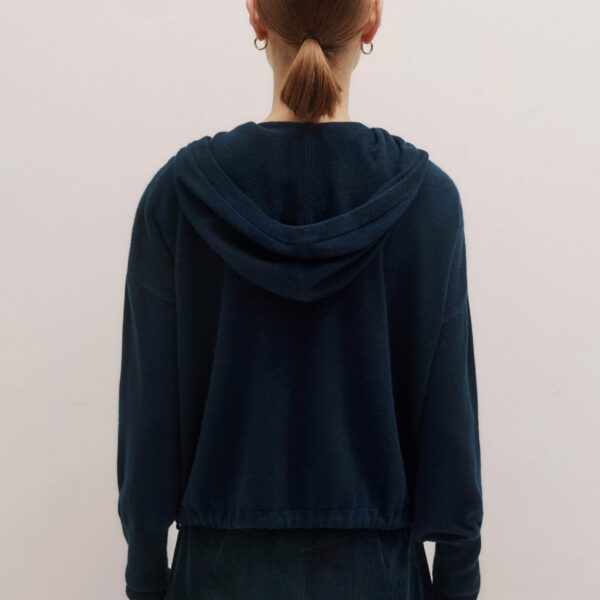 Me and Em Cashmere Drop Shoulder Box Crop Hoody – luxury British Blue in Me and Em exclusively at Coveti