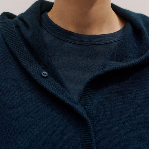 Me + Em Cashmere Drop Shoulder Box Crop Hoody – luxury British Blue in Me and Em exclusively at Coveti