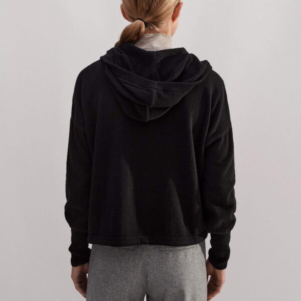 Me and Em Cashmere Drop Shoulder Box Crop Hoody – luxury British Black in Me and Em exclusively at Coveti