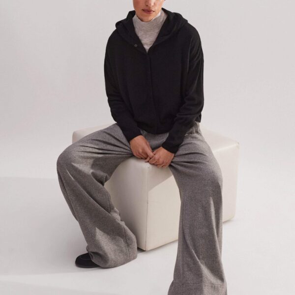 Me and Em Cashmere Drop Shoulder Box Crop Hoody – luxury British Black in Me and Em exclusively at Coveti