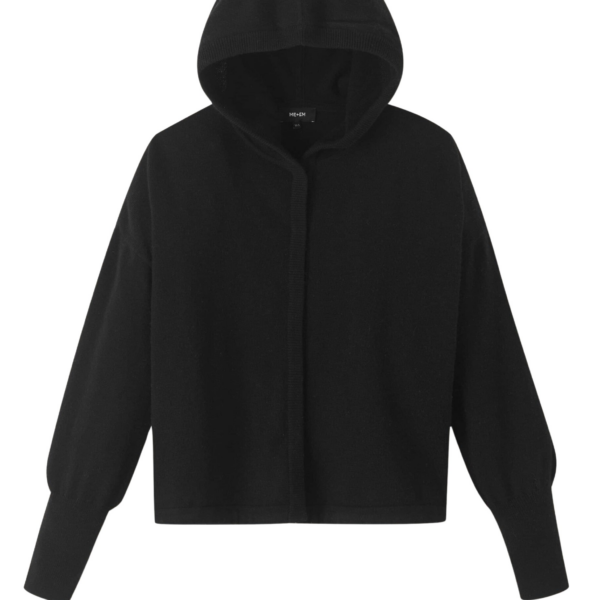 Me and Em Cashmere Drop Shoulder Box Crop Hoody – luxury British Black in Me and Em exclusively at Coveti