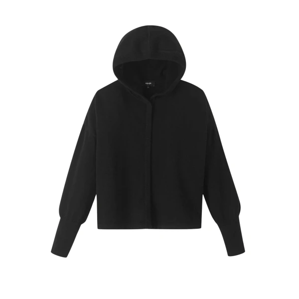 Me and Em Cashmere Drop Shoulder Box Crop Hoody – luxury British Black in Me and Em exclusively at Coveti