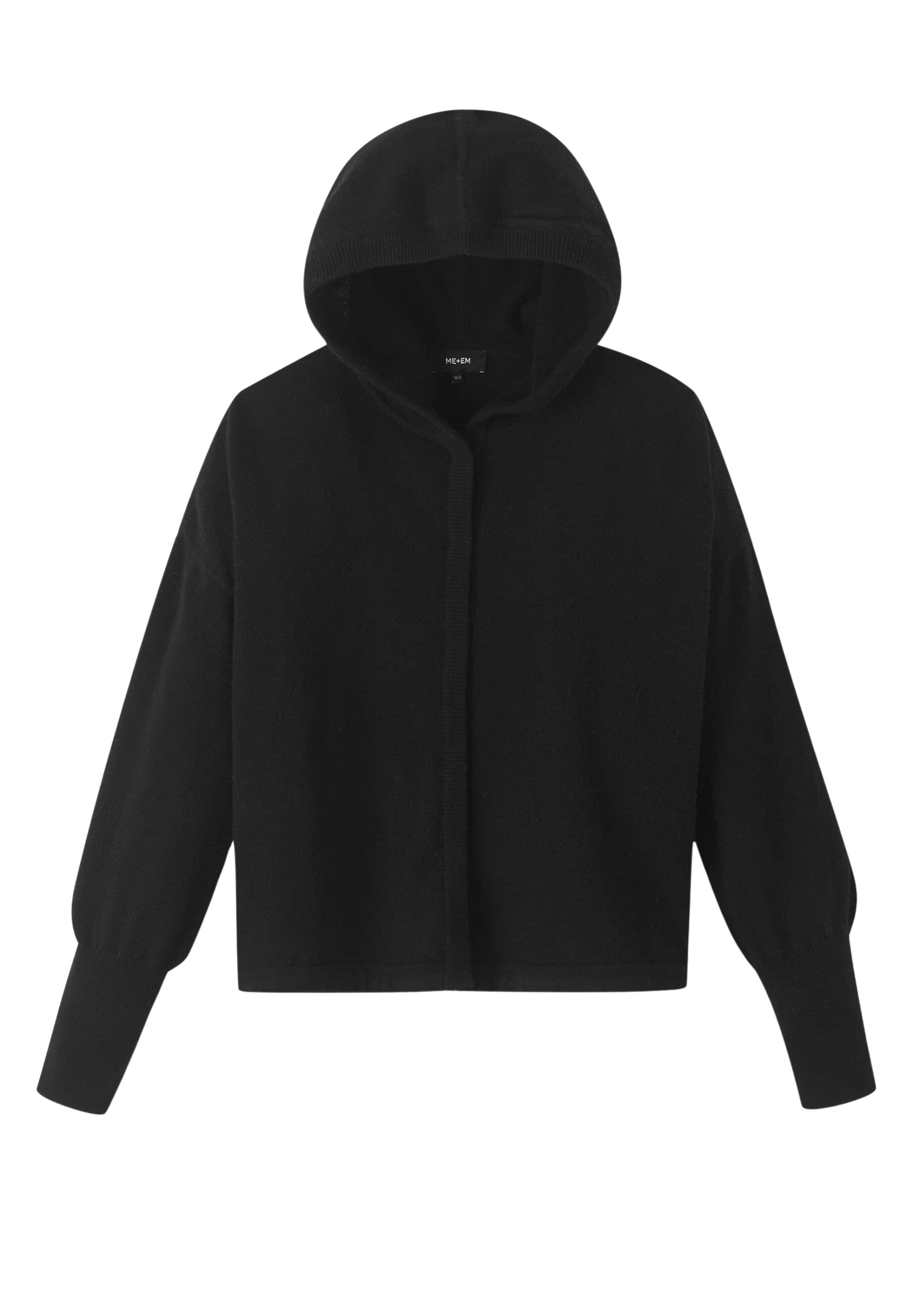 Me and Em Cashmere Drop Shoulder Box Crop Hoody – luxury British Black in Me and Em exclusively at Coveti