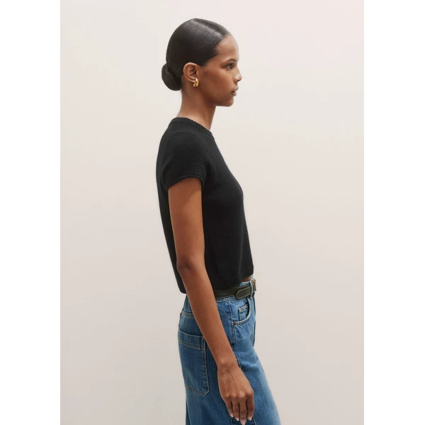Me and Em Cashmere Shrunken Baby Tee Top, view 6
