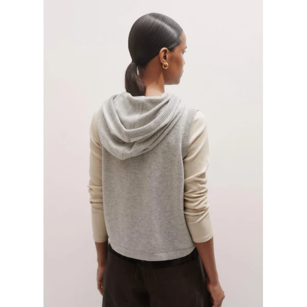 Me and Em Cashmere Sleeveless Relaxed Zip Hoody Top, view 6