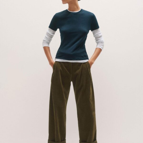 Me and Em Clever Trouser – luxury British Green in Me and Em exclusively at Coveti