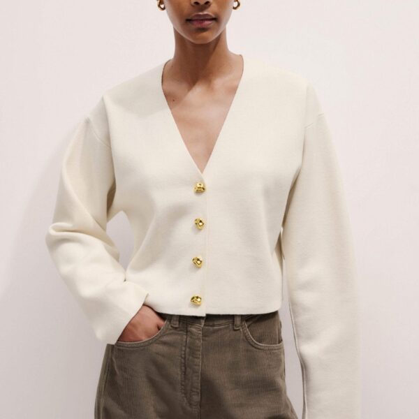 Me and Em Cocktail Cardigan – luxury British Ivory in Me and Em exclusively at Coveti