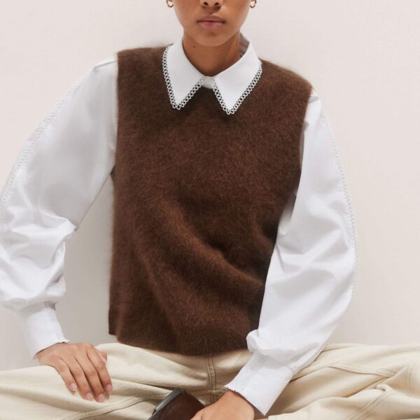 Me and Em Collared Layering Top – luxury British White in Me and Em exclusively at Coveti
