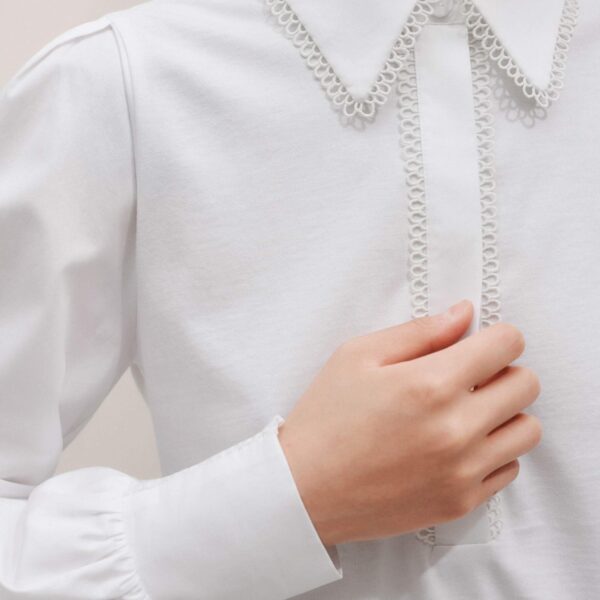 Me + Em Collared Layering Top – luxury British White in Me and Em exclusively at Coveti