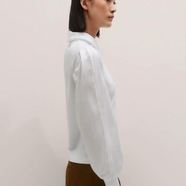 Me + Em Collared Layering Top – luxury British White in Me and Em exclusively at Coveti
