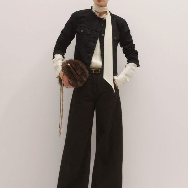 Me and Em Collarless Fray Jacket – luxury British Black in Me and Em exclusively at Coveti
