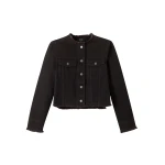 Me and Em Collarless Fray Jacket – luxury British Black in Me and Em exclusively at Coveti